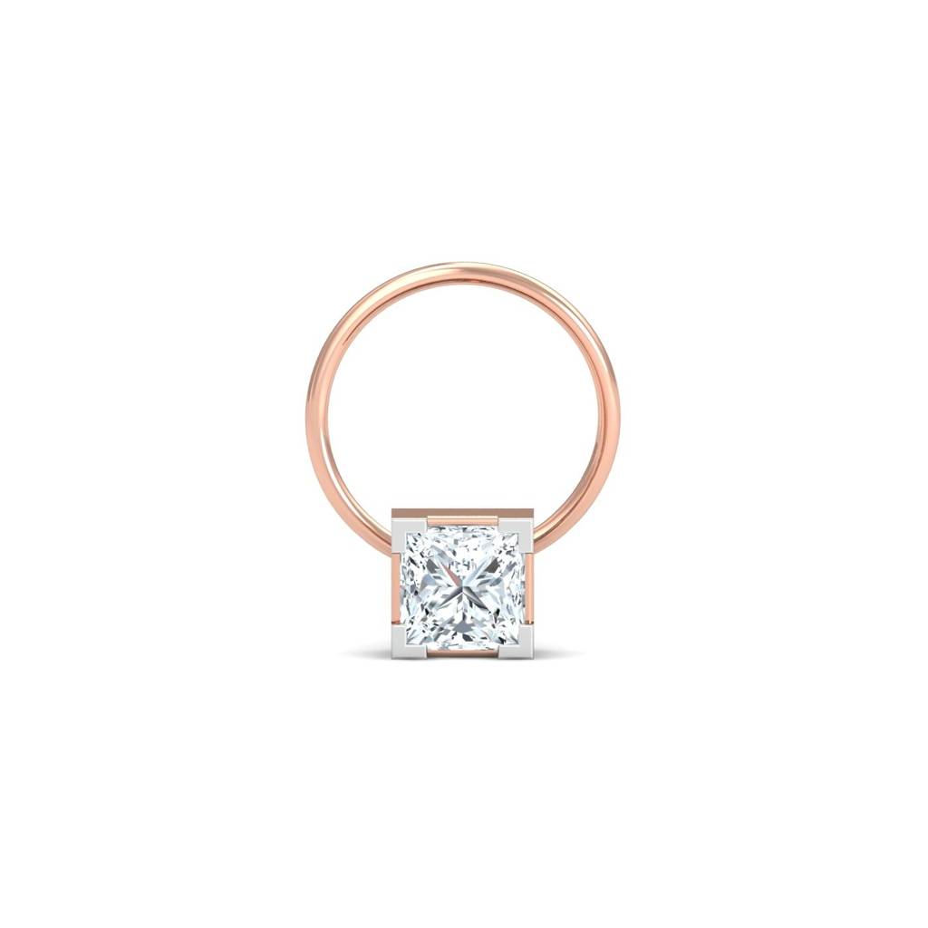9K Rose Gold 0.34 Ct. Princess Solitaire Nose Pin : NP52107