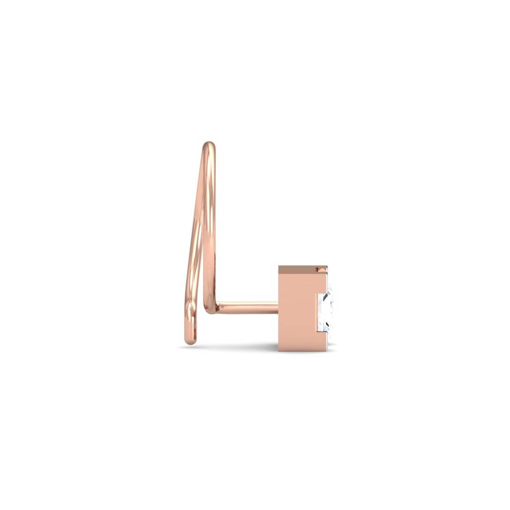 9K Rose Gold 0.34 Ct. Princess Solitaire Nose Pin : NP52107