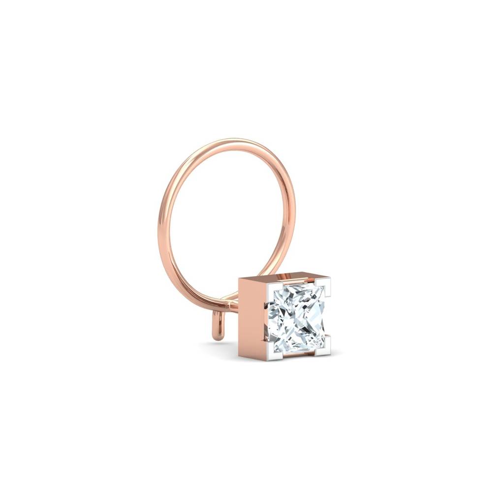9K Rose Gold 0.34 Ct. Princess Solitaire Nose Pin : NP52107