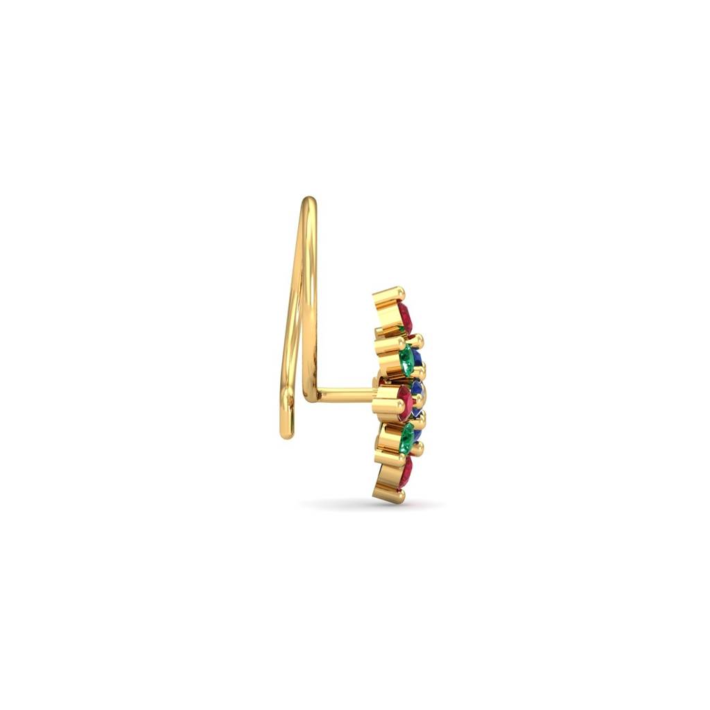 9K Yellow Gold Multi-Gems Nose Pin : NP52113