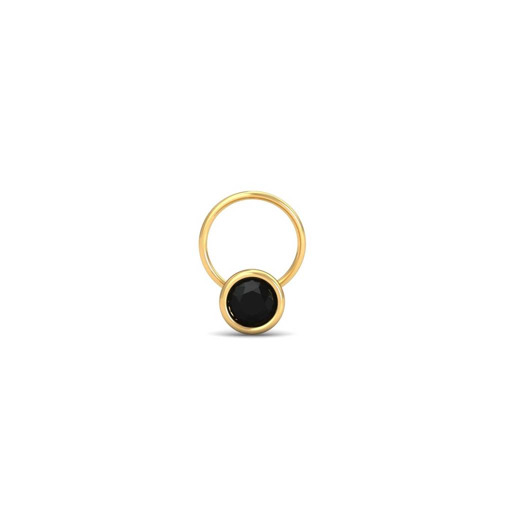 9K Yellow Gold Bezel Black Xl Nose Wire : NP53027