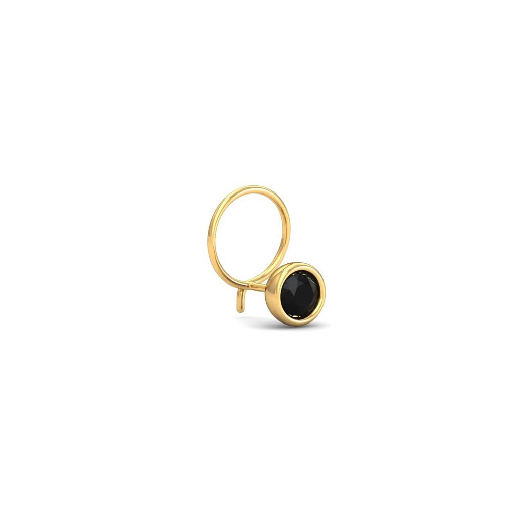 9K Yellow Gold Bezel Black Xl Nose Wire : NP53027