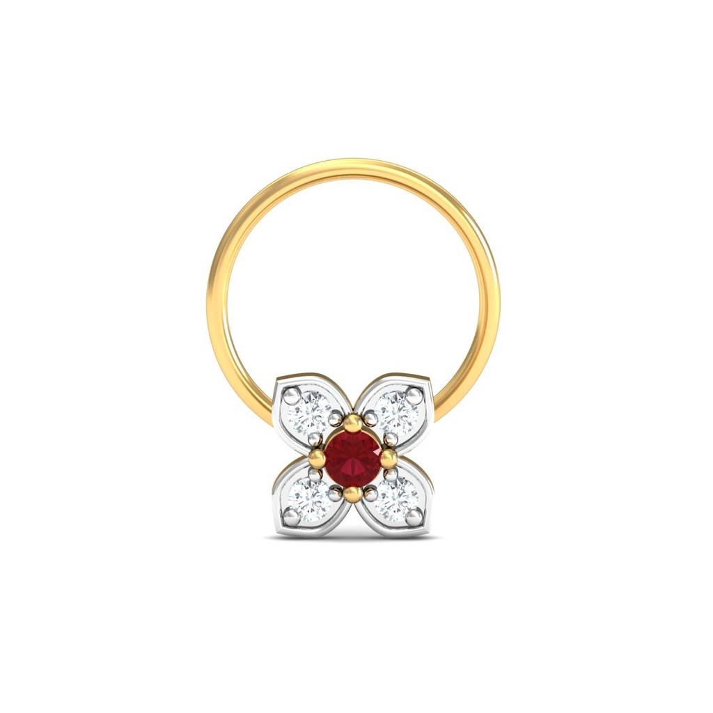 9K Yellow Gold Quattro Ruby Nose Wire : NP72029