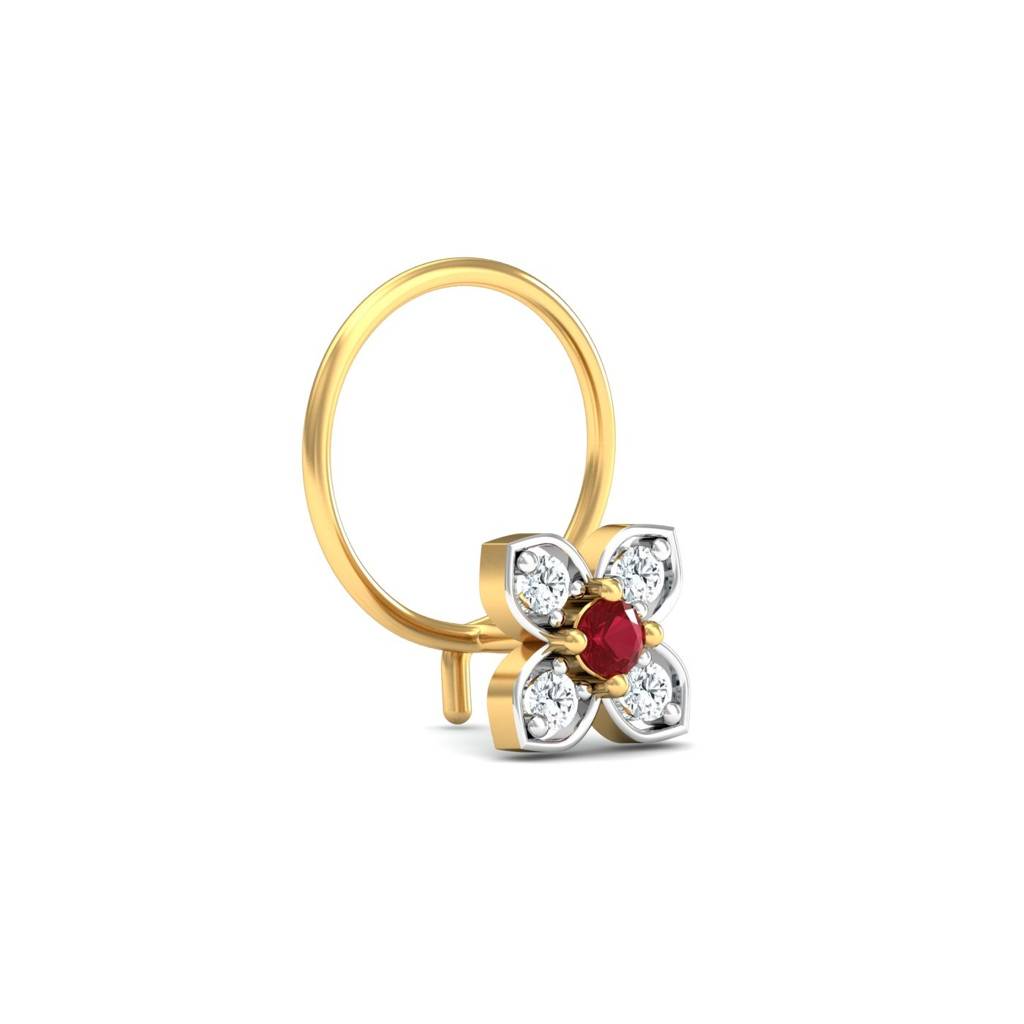 9K Yellow Gold Quattro Ruby Nose Wire : NP72029
