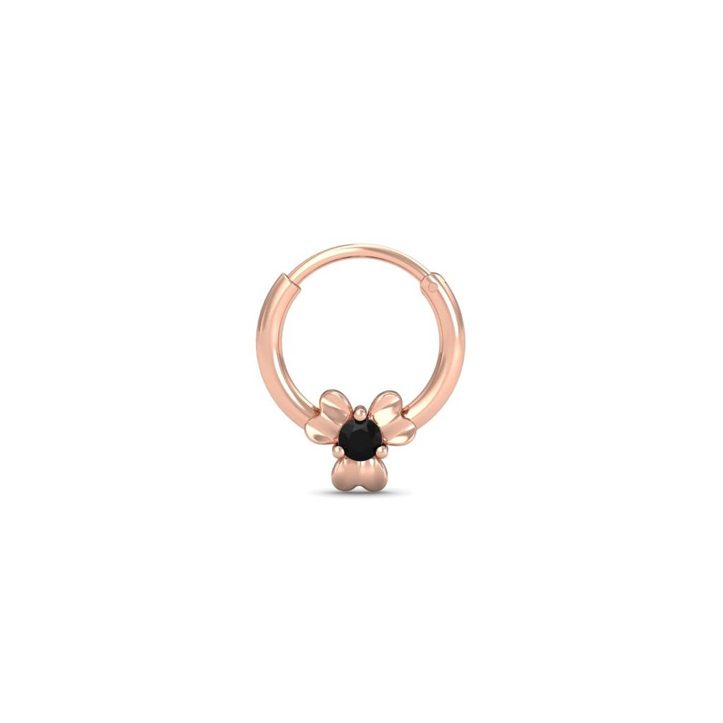 9K Rose Gold Flower Black Septum Ring : NP9033