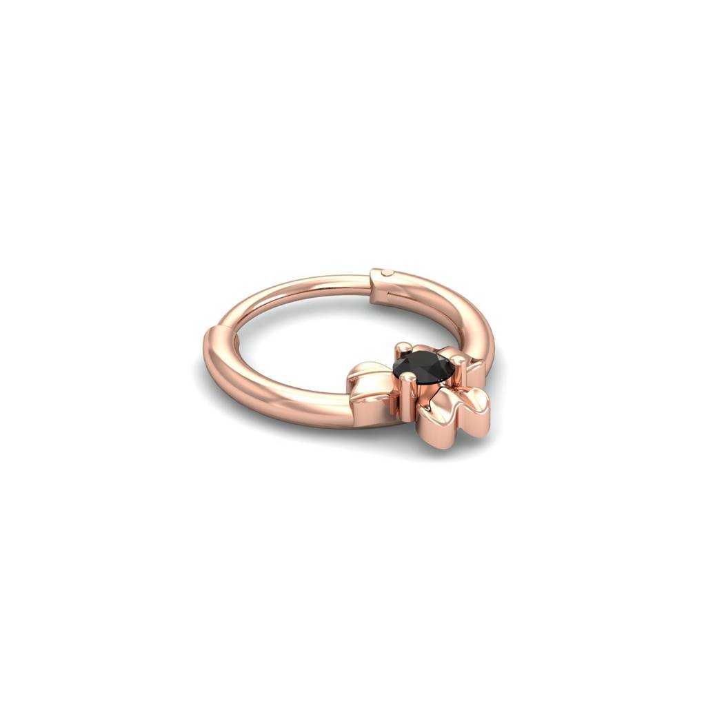 9K Rose Gold Flower Black Septum Ring : NP9033