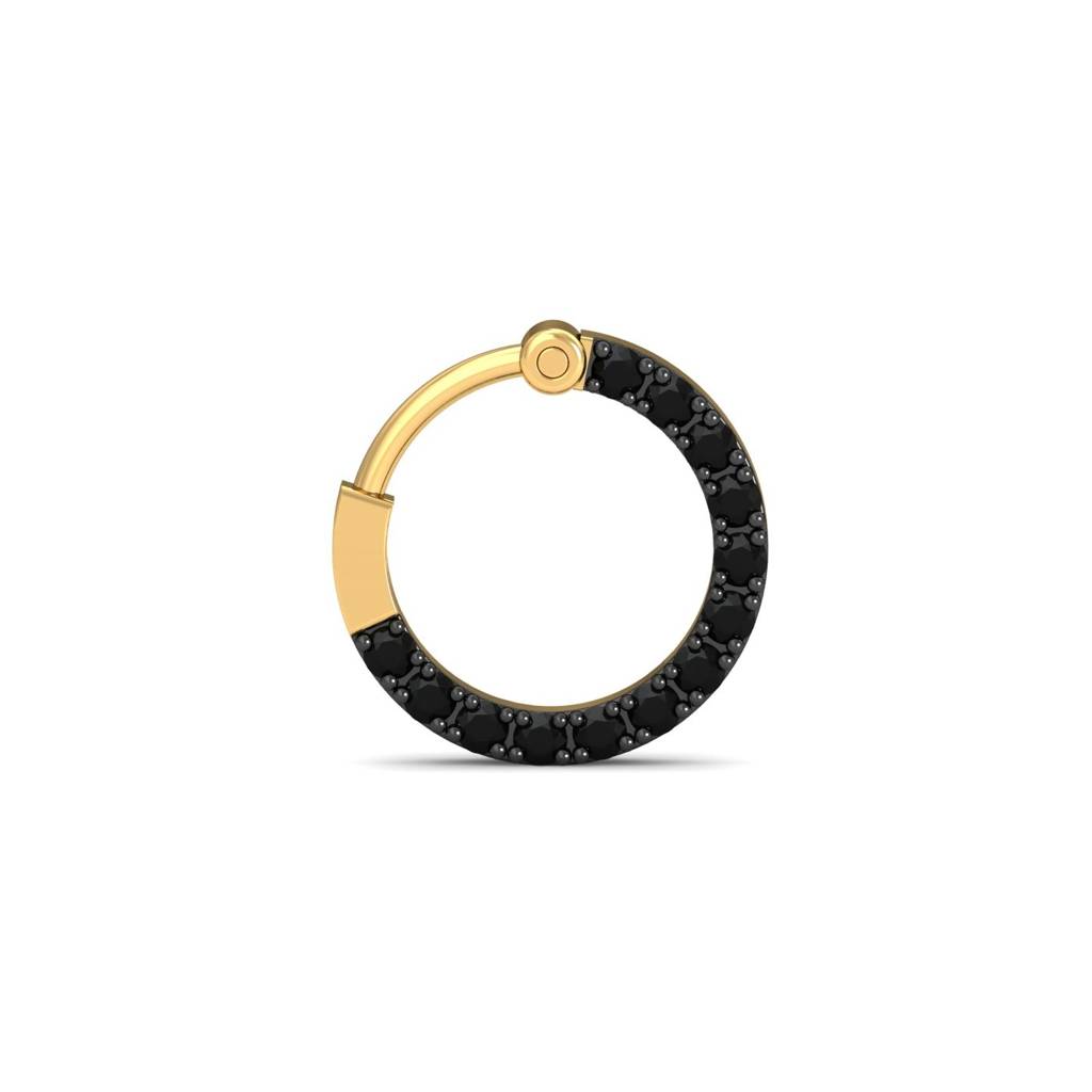 9K Yellow Gold Side Black Nose Ring : NP9092