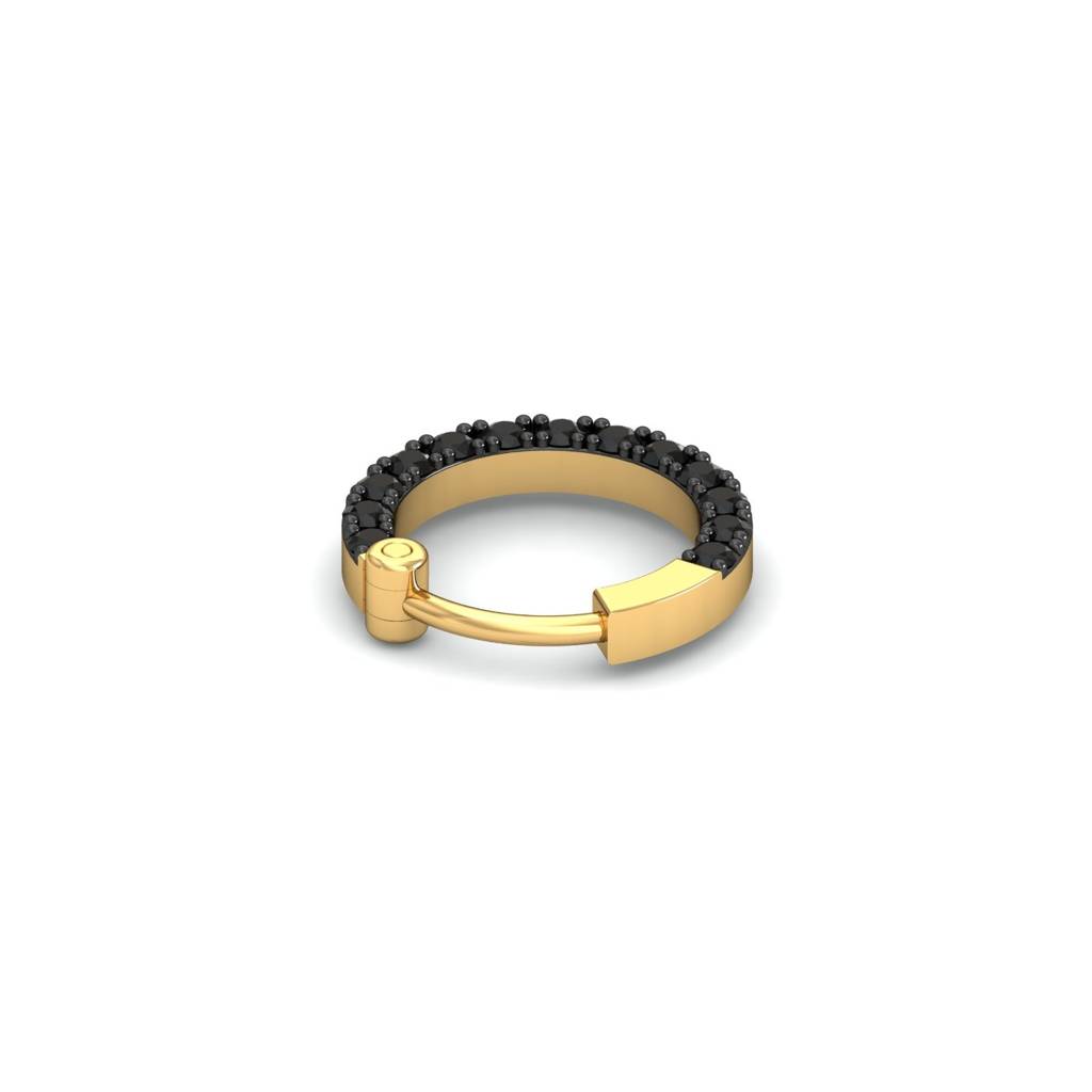 9K Yellow Gold Side Black Nose Ring : NP9092
