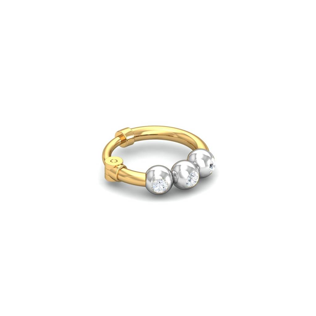9K Yellow Gold 3 Beads Diamond Nosering : NP9096