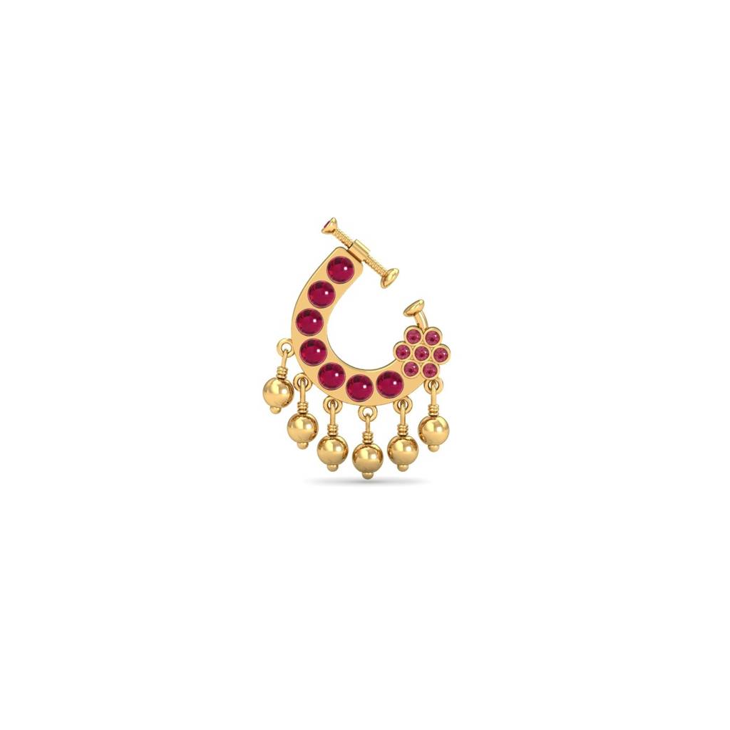 9K Yellow Gold Marathi Ruby Nath : NP9099