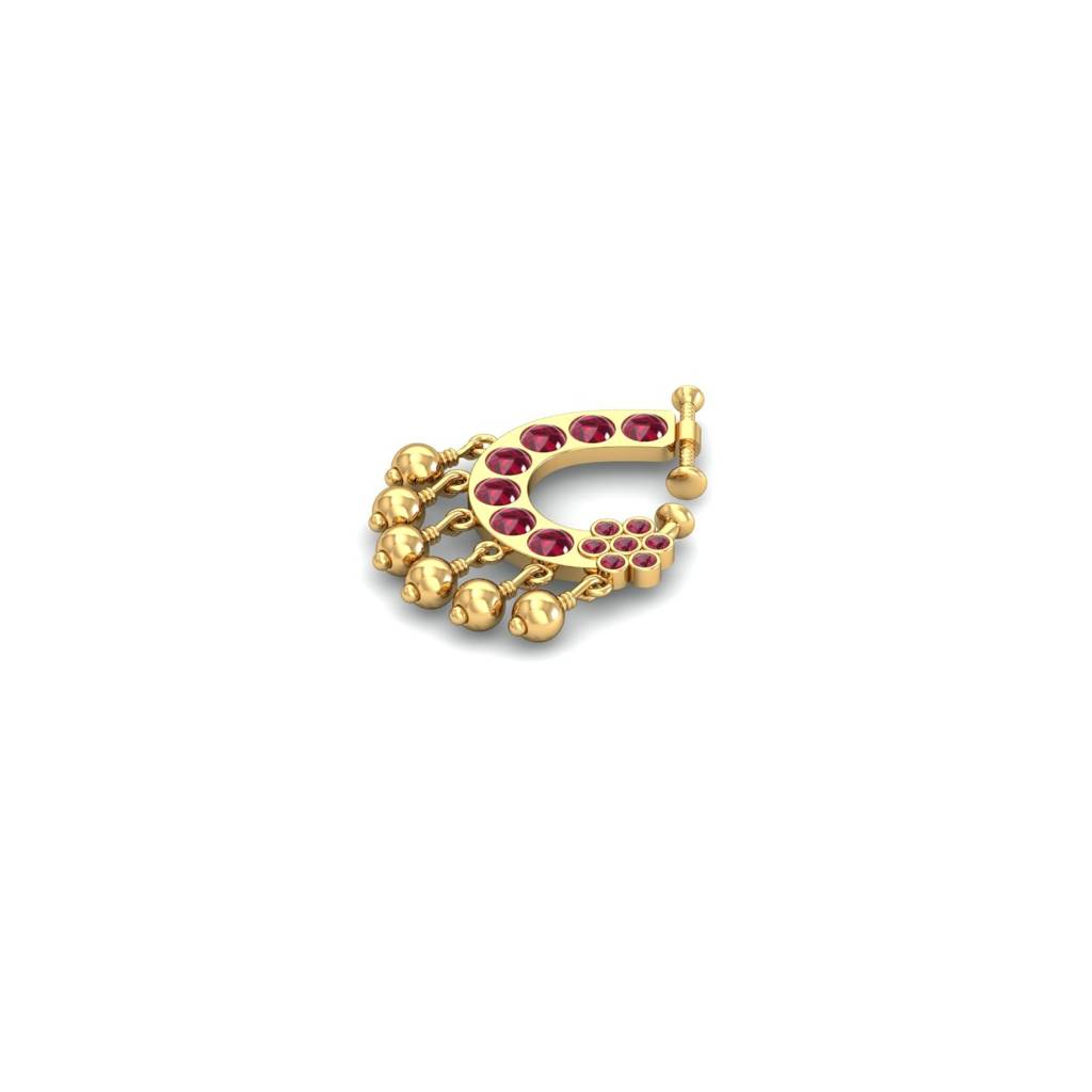 9K Yellow Gold Marathi Ruby Nath : NP9099