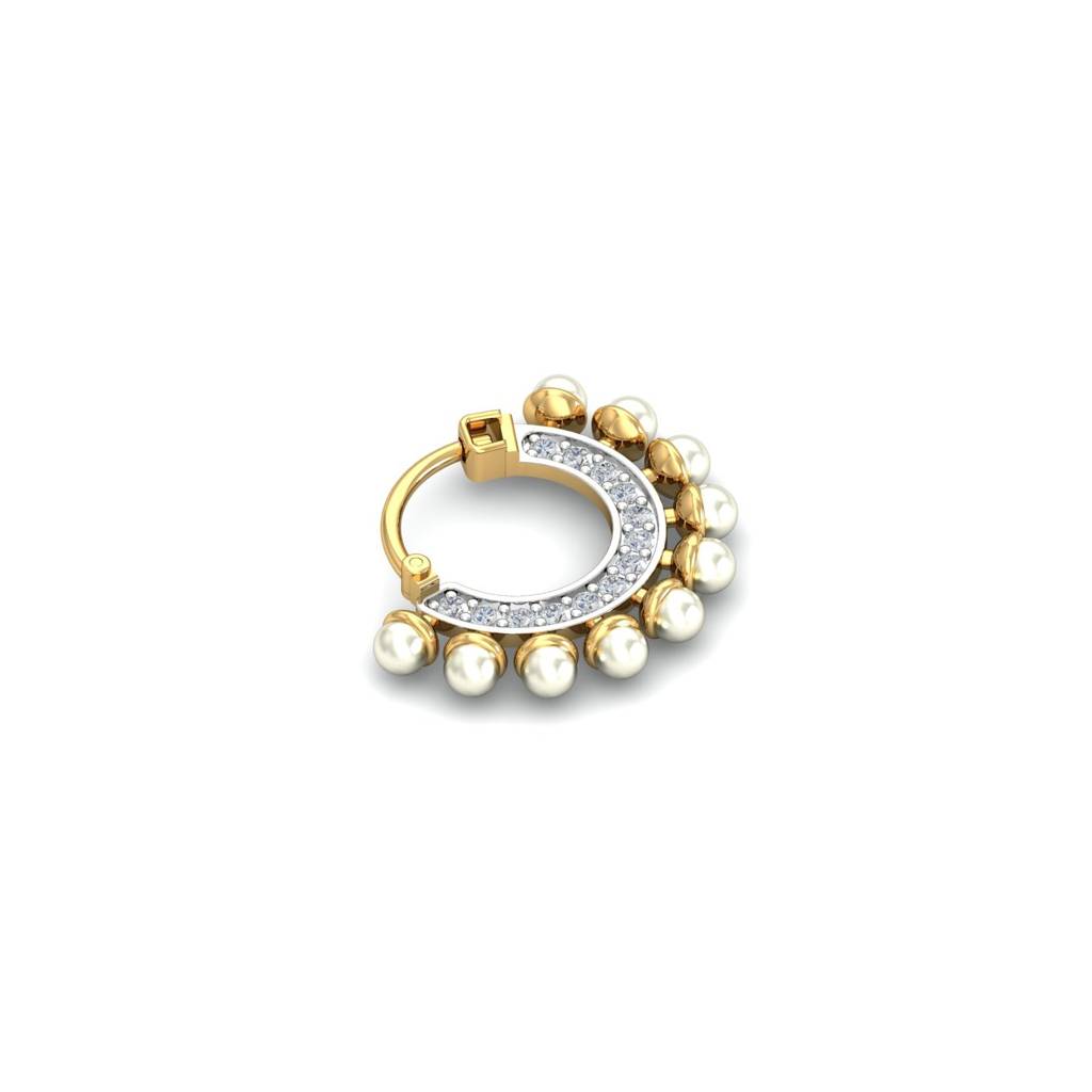 9K Yellow Gold Dream Pearl Nose Ring (Right Side) : NP9120