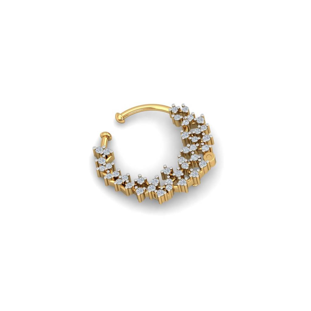 9K Yellow Gold Scattered Nose Ring (Non Pierced) : NP9127