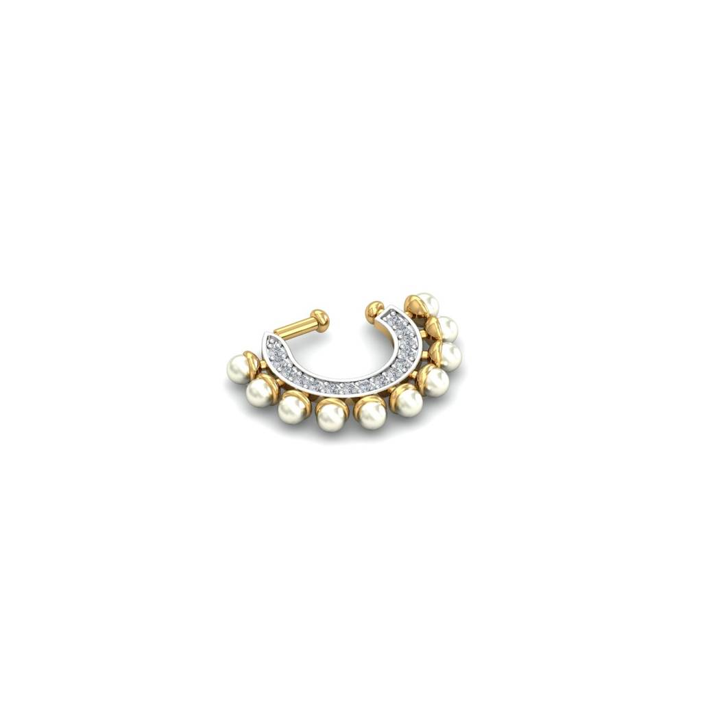 9K Yellow Gold Dream Pearl Screw Nosering (Non Pierced) : NP9194
