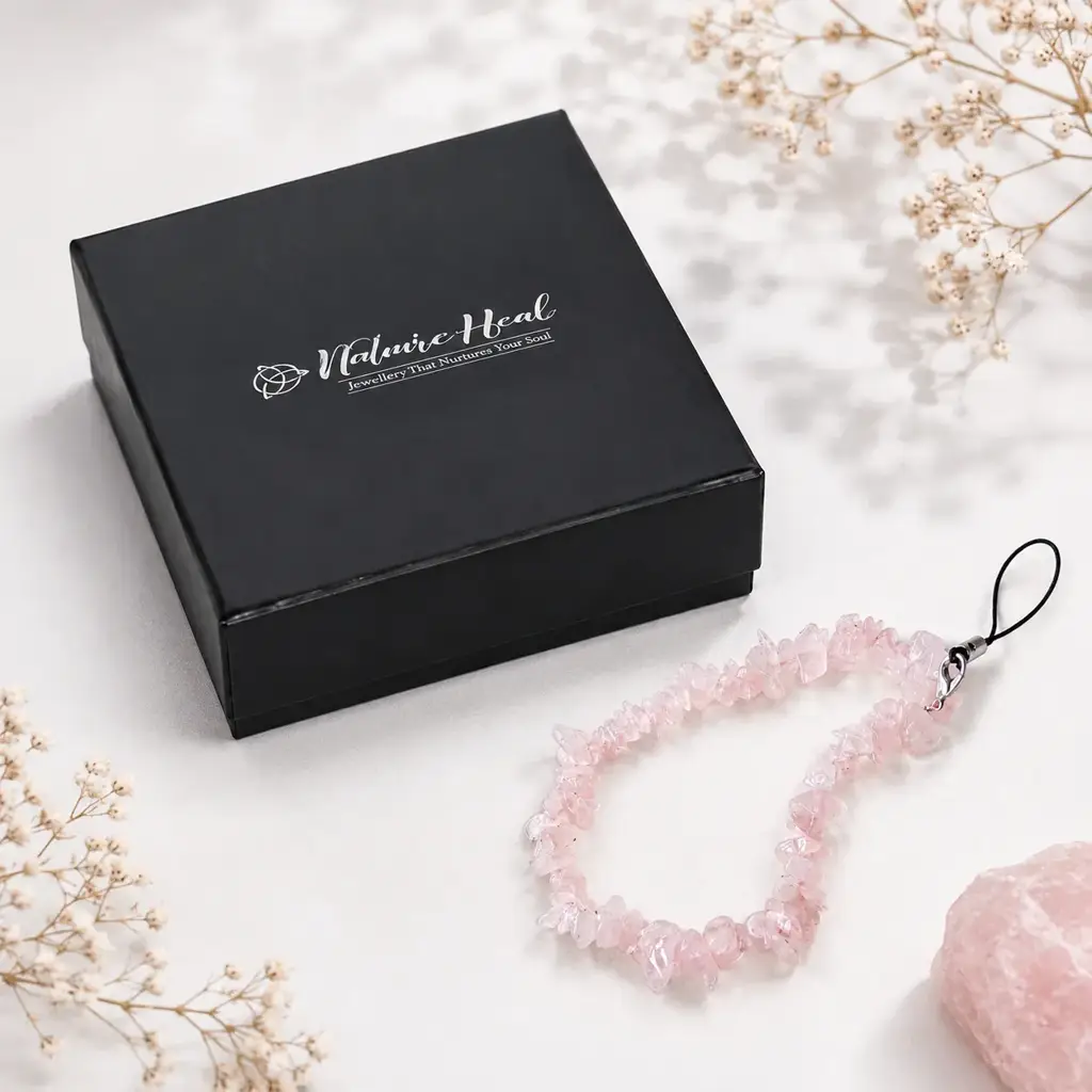 Rose Quartz Mobile Charm – Healing Crystal Phone Charm For Love, Positivity & Gifting : ROSE-QUARTZ-MOBILE-CHARM