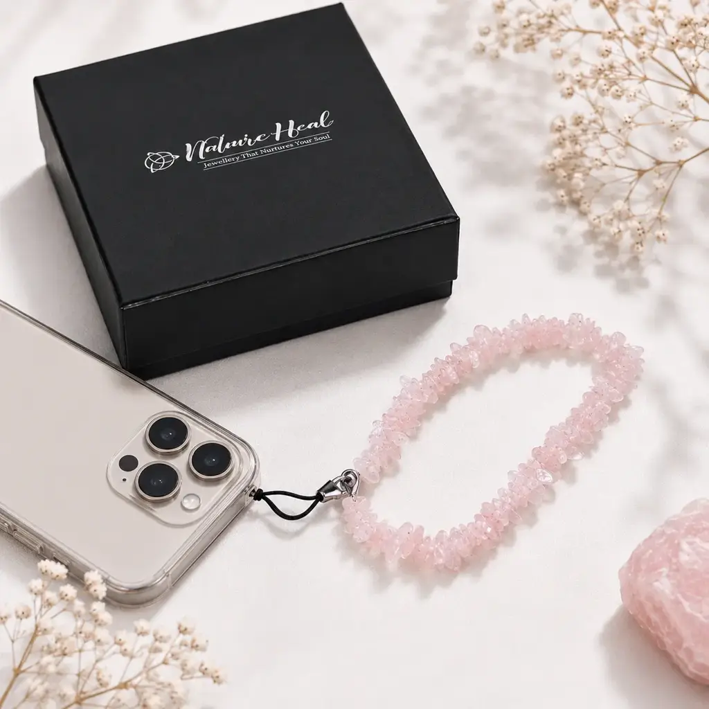 Rose Quartz Mobile Charm – Healing Crystal Phone Charm For Love, Positivity & Gifting : ROSE-QUARTZ-MOBILE-CHARM