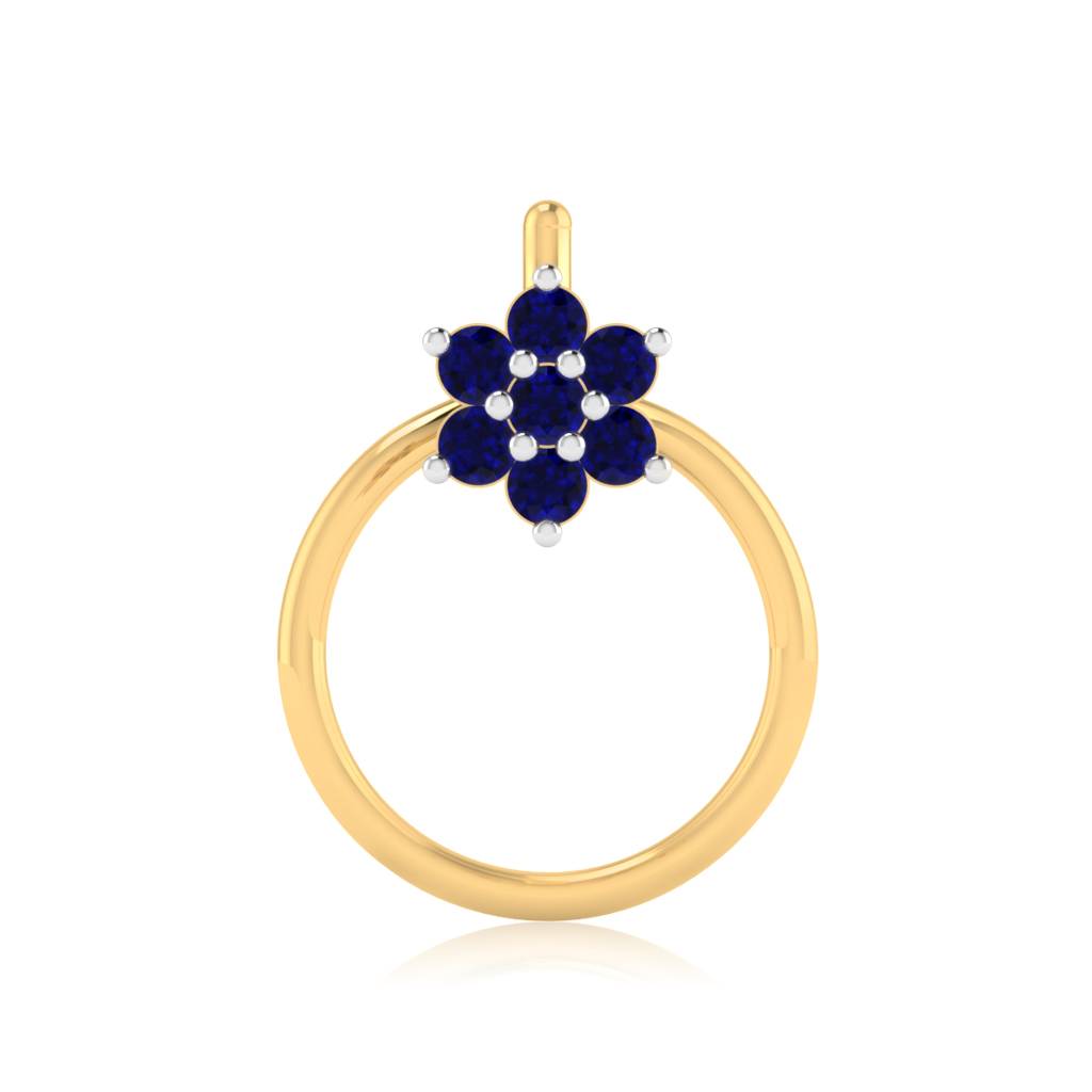 The Peoni Blue Sapphire Nose Pin : NS-0004YGBS