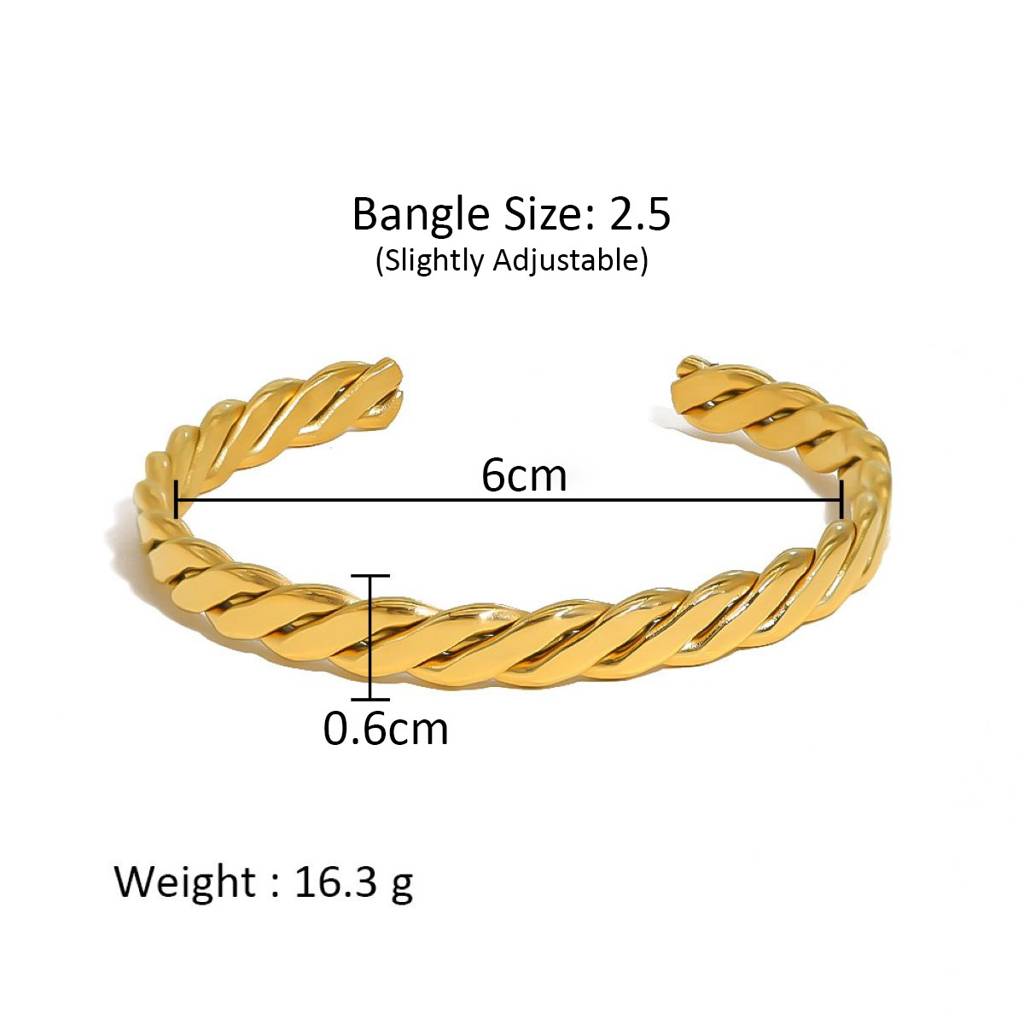 18K Gold Plated Waterproof Anti-Tarnish Braided Cuff Bracelet : ASG0125B120G