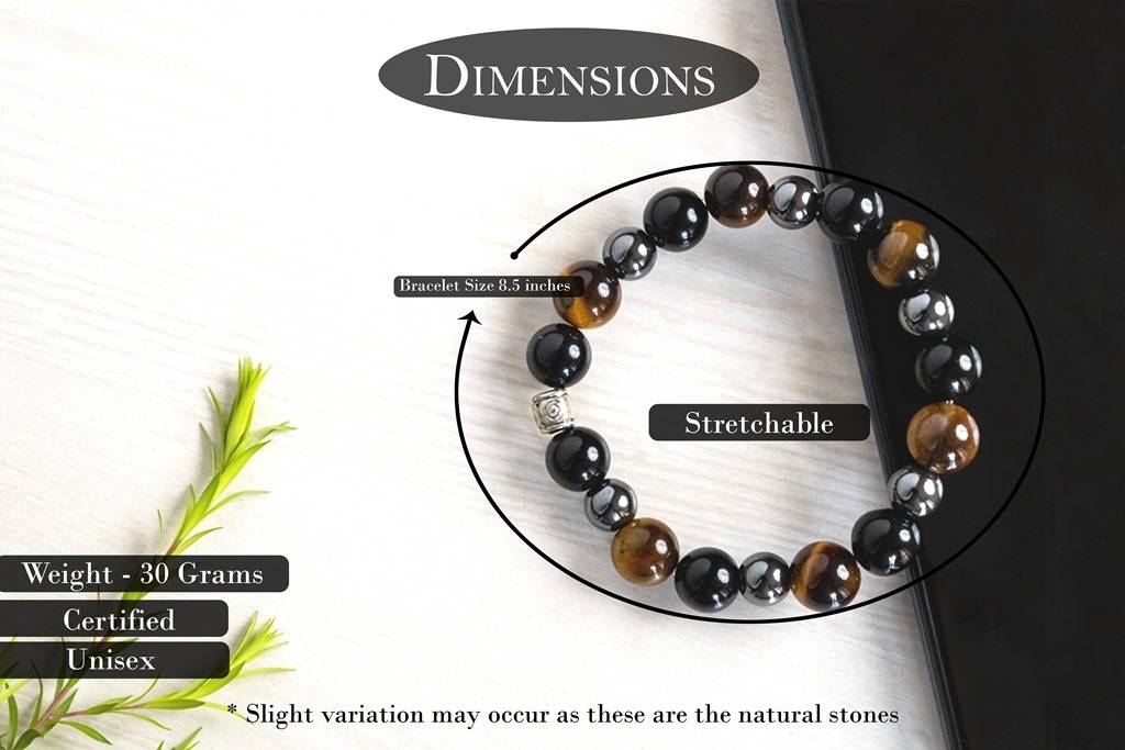 Black Obsidian, Tiger Eye And Hematite Healing Gemstone Bracelet : BLACKOBSIDIAN-TIGEREYE-HEMATITE-BRACELET