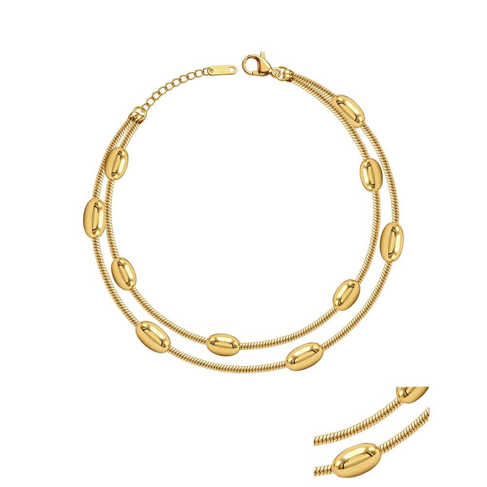 Chain Reaction Gold Plated Anklet |Gifts For Women & Girls| Waterproof, Anti Tarnish, Skin Safe Jewellery 18K Gold To : OMA019