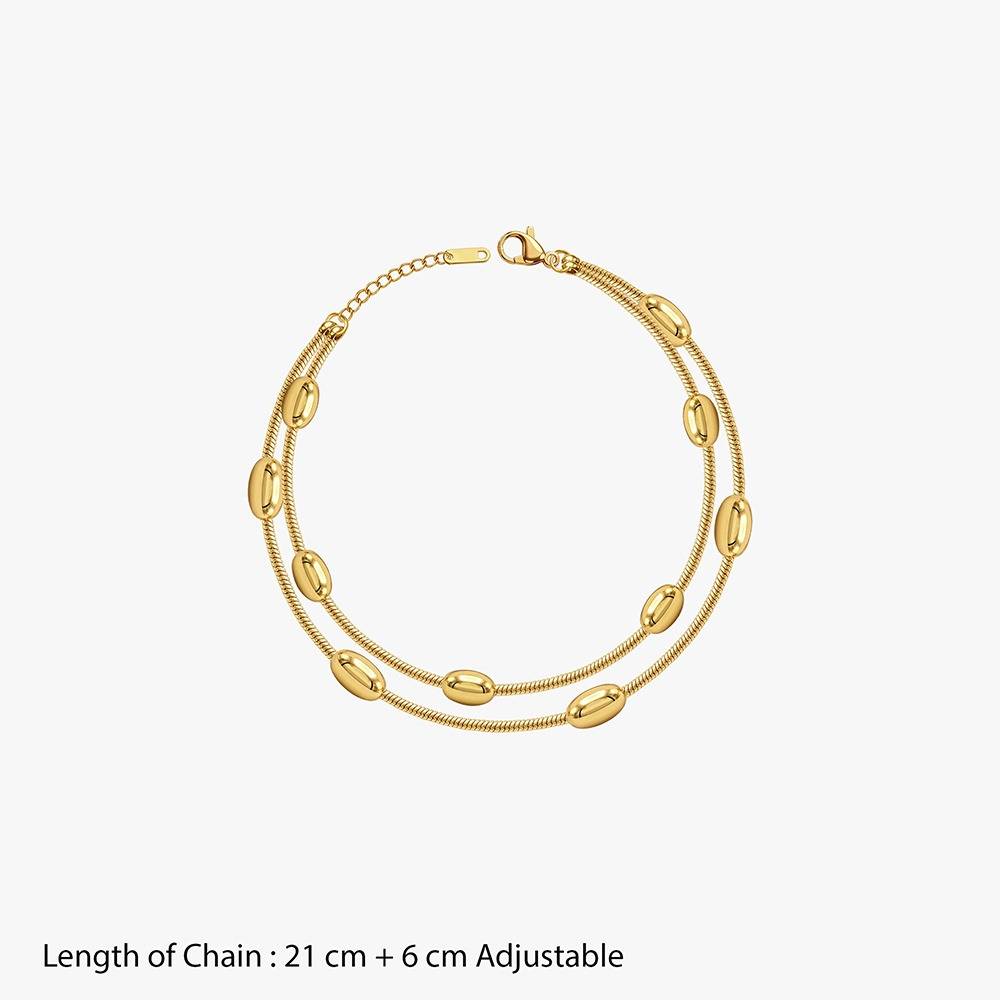 Chain Reaction Gold Plated Anklet |Gifts For Women & Girls| Waterproof, Anti Tarnish, Skin Safe Jewellery 18K Gold To : OMA019