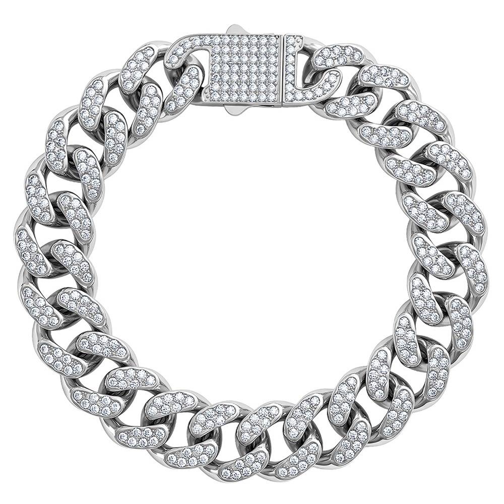 Iced Out Rhodium Plated Bracelet For Men | Gifts For Men & Boys| Waterproof, Anti Tarnish, Skin Safe Jewellery : OMBR0124