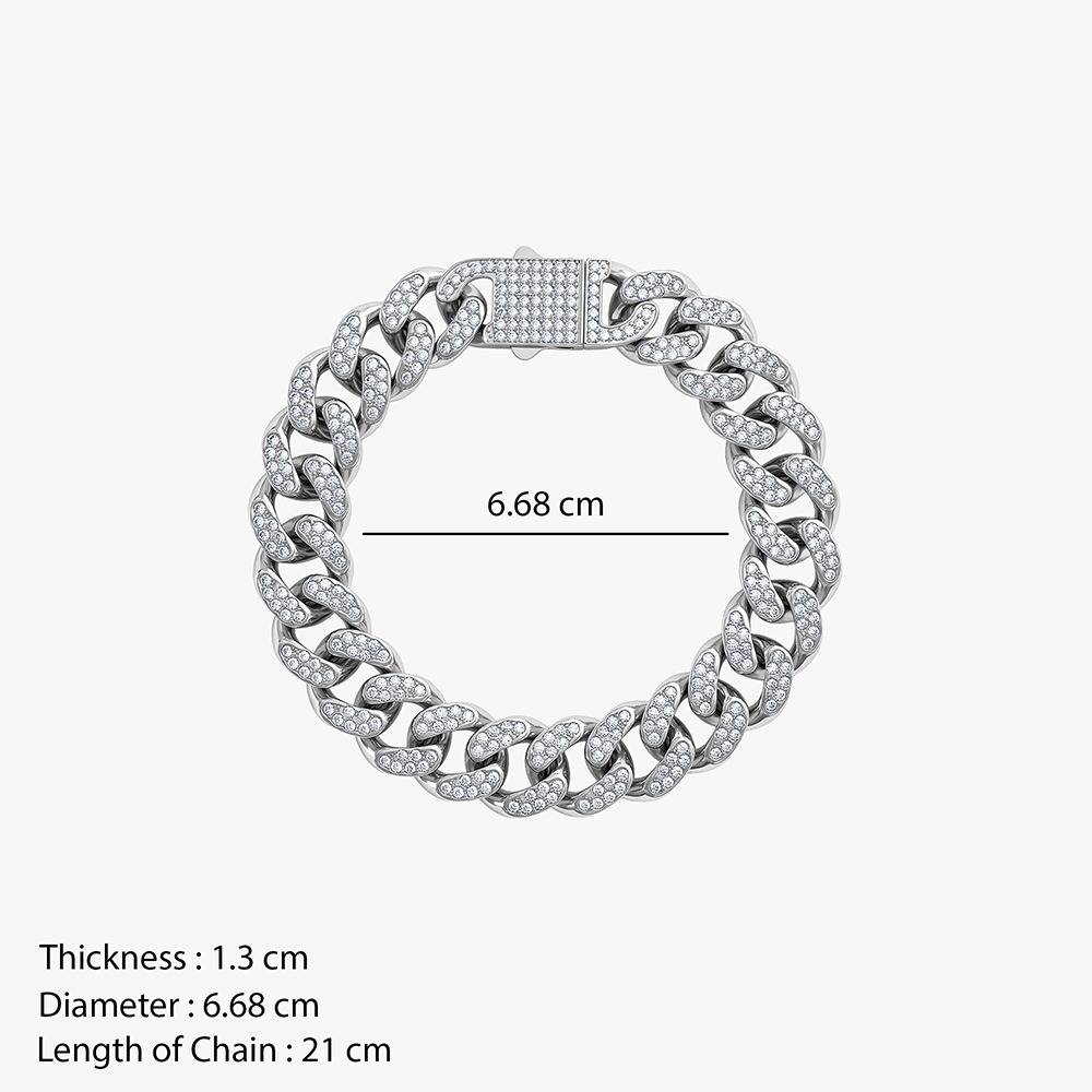 Iced Out Rhodium Plated Bracelet For Men | Gifts For Men & Boys| Waterproof, Anti Tarnish, Skin Safe Jewellery : OMBR0124