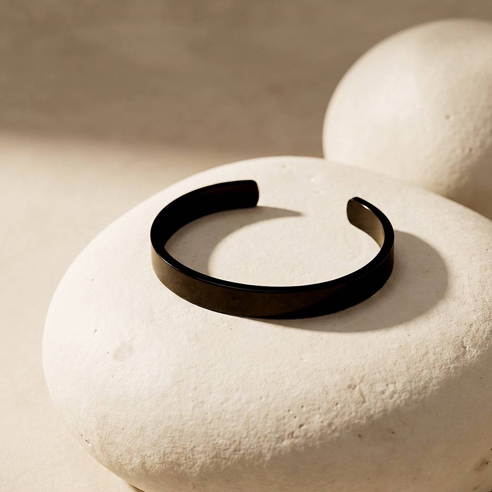 Midnight Code Black Rhodium Cuff For Men | Gifts For Men & Boys| Waterproof, Anti Tarnish, Skin Safe Jewellery : OMBR0145
