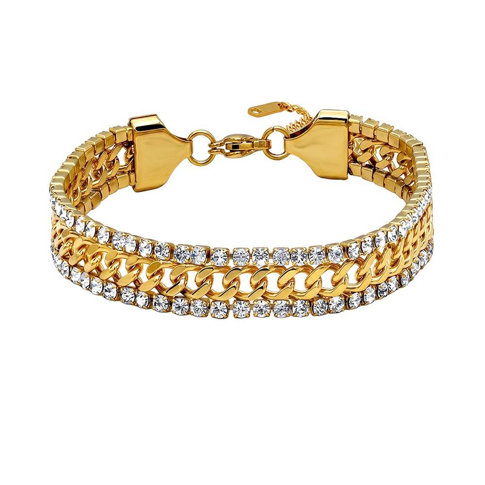 Mixed Signal Gold Plated Bracelet |Gifts For Women & Girls| Waterproof, Anti Tarnish, Skin Safe Jewellery 18K Gold T : OMBR036