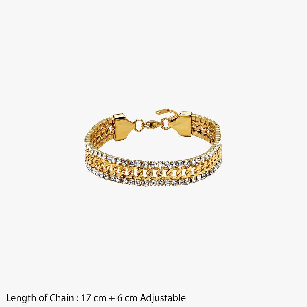 Mixed Signal Gold Plated Bracelet |Gifts For Women & Girls| Waterproof, Anti Tarnish, Skin Safe Jewellery 18K Gold T : OMBR036