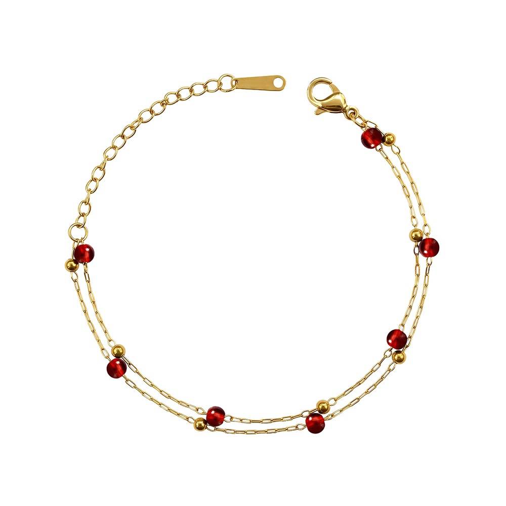 Cherry Loops Gold Plated Bracelet |Gifts For Women & Girls| Waterproof, Anti Tarnish, Skin Safe Jewellery 18K Gold T : OMBR044