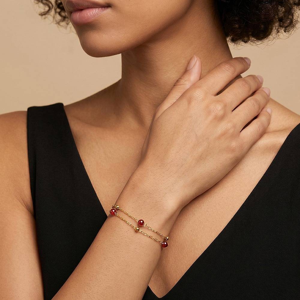 Cherry Loops Gold Plated Bracelet |Gifts For Women & Girls| Waterproof, Anti Tarnish, Skin Safe Jewellery 18K Gold T : OMBR044