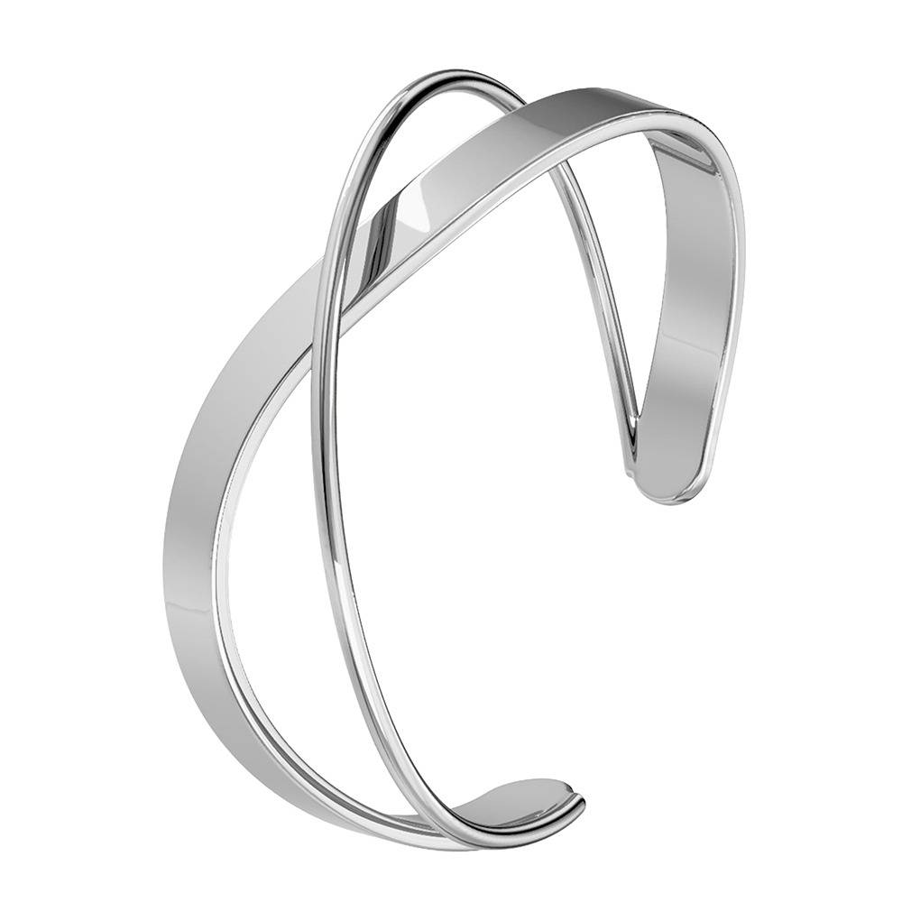 Spin Rhodium Plated Cuff Bracelet |Gifts For Women & Girls| Waterproof, Anti Tarnish, Skin Safe Jewellery Rhodium Mic : OMBR06
