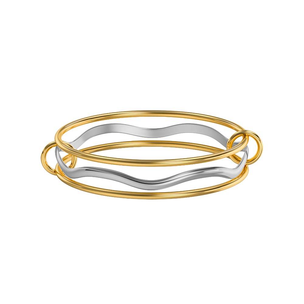 Twisted Signal Dual Tone Bangle Bracelet |Gifts For Women & Girls| Waterproof, Anti Tarnish, Skin Safe Jewellery Dou : OMBR080