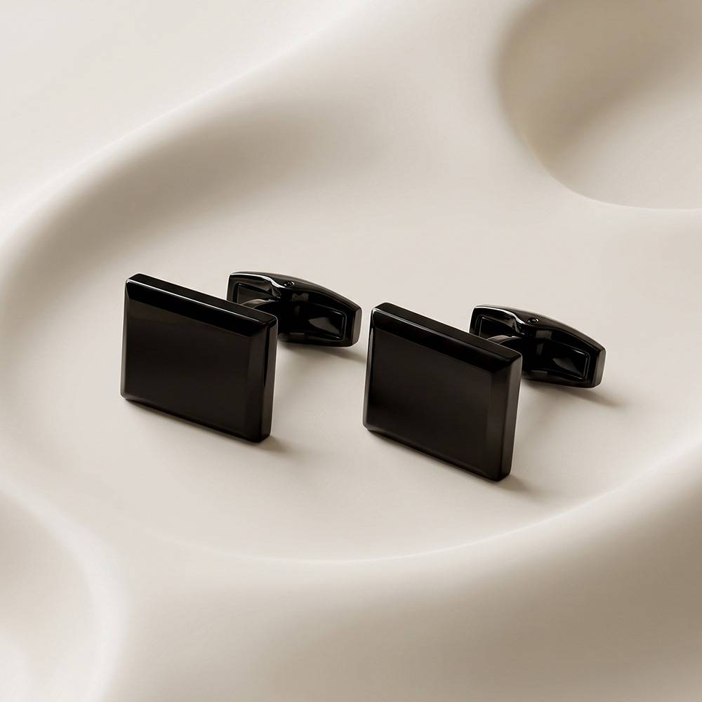 Boardroom Punk Black Rhodium Cufflinks For Men | Gifts For Men & Boys| Waterproof, Anti Tarnish, Skin Safe Jewellery : OMCF03