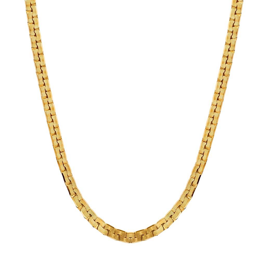 Grid Lock Gold Plated Chain |Gifts For Women & Girls| Waterproof, Anti Tarnish, Skin Safe Jewellery 18K Gold Tone Pla : OMCH03