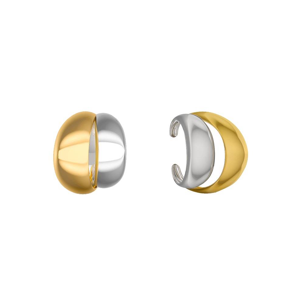 Mini Curve Dual Tone Ear Cuffs |Gifts For Women & Girls| Waterproof, Anti Tarnish, Skin Safe Jewellery Double Tone  : OMER0106