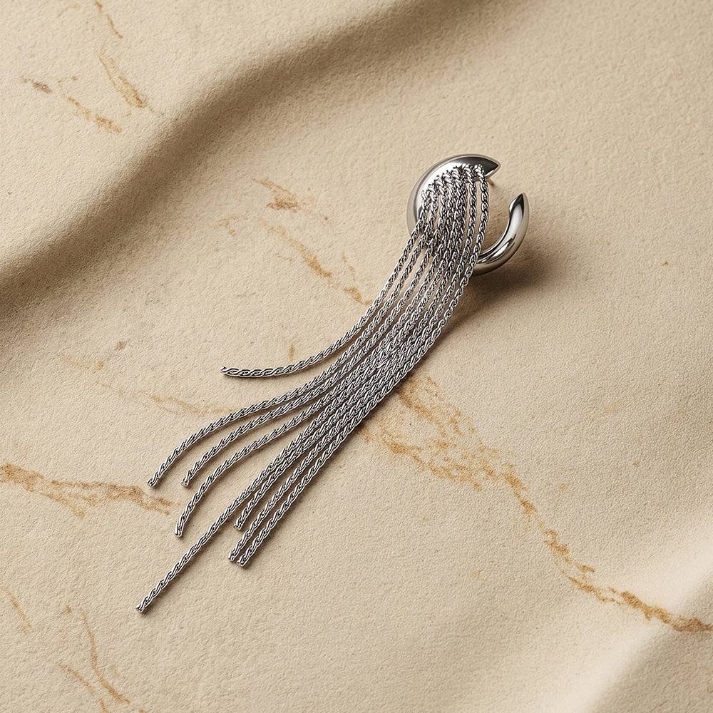 Drip Hook Rhodium Plated Ear Cuff |Gifts For Women & Girls| Waterproof, Anti Tarnish, Skin Safe Jewellery Silver Pl : OMER0109