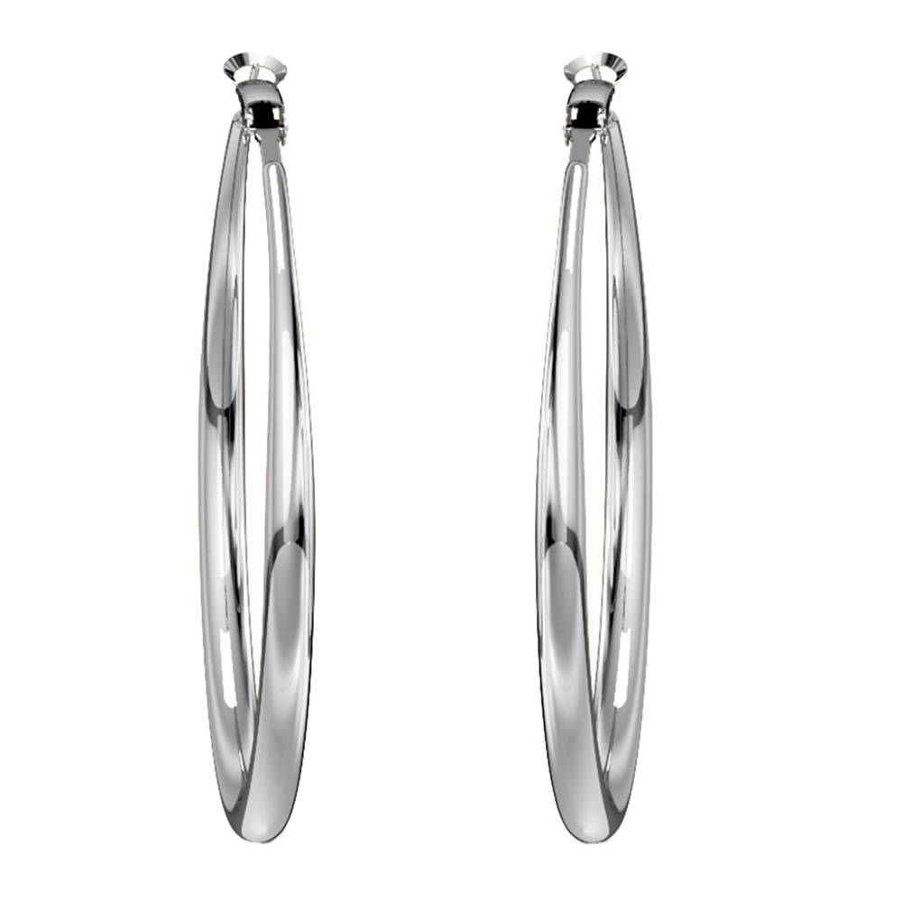 Classic Thick Rhodium Plated Hoop Earrings |Gifts For Women & Girls| Waterproof, Anti Tarnish, Skin Safe Jewellery  : OMER0111