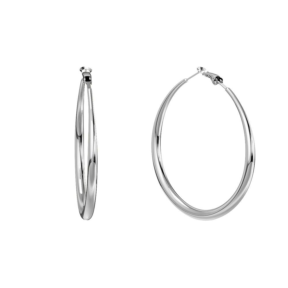 Classic Thick Rhodium Plated Hoop Earrings |Gifts For Women & Girls| Waterproof, Anti Tarnish, Skin Safe Jewellery  : OMER0111