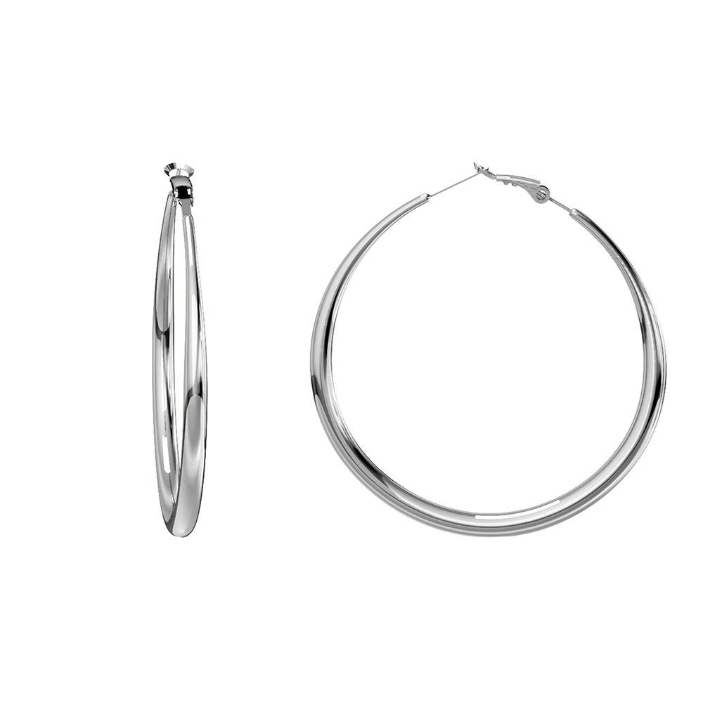 Classic Thick Rhodium Plated Hoop Earrings |Gifts For Women & Girls| Waterproof, Anti Tarnish, Skin Safe Jewellery  : OMER0111