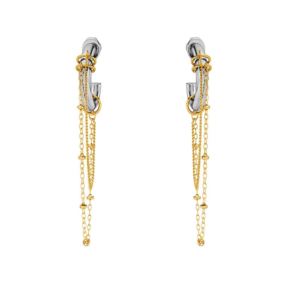 Chain Swing Dual Tone Danglers |Gifts For Women & Girls| Waterproof, Anti Tarnish, Skin Safe Jewellery Double Tone  : OMER0117