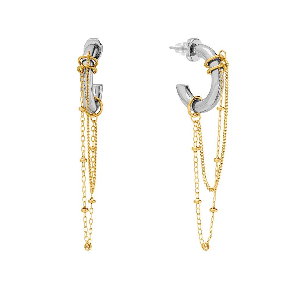 Chain Swing Dual Tone Danglers |Gifts For Women & Girls| Waterproof, Anti Tarnish, Skin Safe Jewellery Double Tone  : OMER0117