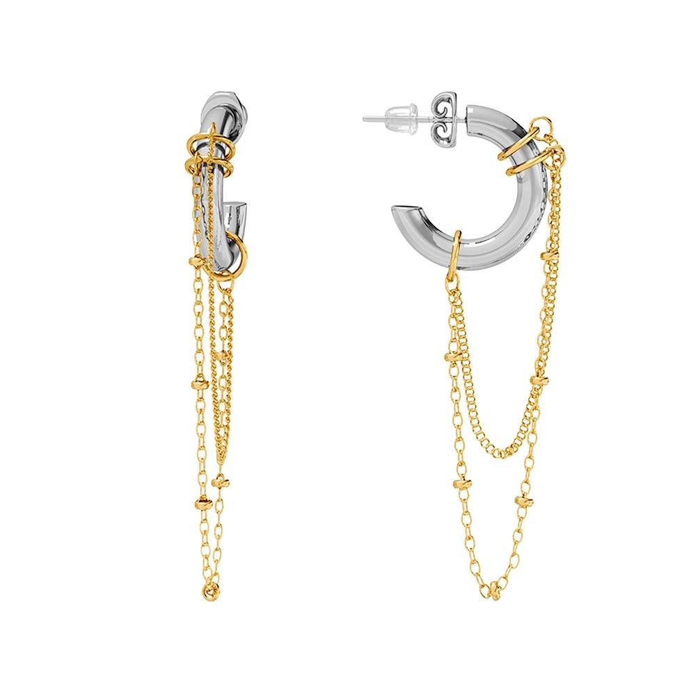 Chain Swing Dual Tone Danglers |Gifts For Women & Girls| Waterproof, Anti Tarnish, Skin Safe Jewellery Double Tone  : OMER0117