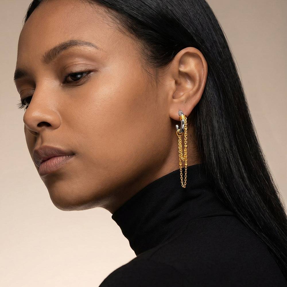 Chain Swing Dual Tone Danglers |Gifts For Women & Girls| Waterproof, Anti Tarnish, Skin Safe Jewellery Double Tone  : OMER0117