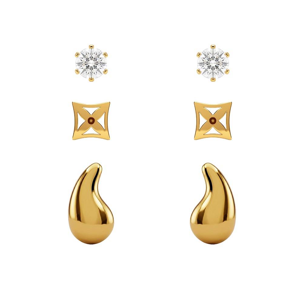 Liquid Mood Demi Fine Earrings Set |Gifts For Women & Girls| Waterproof, Anti Tarnish, Skin Safe Jewellery 18K Gold : OMER0124