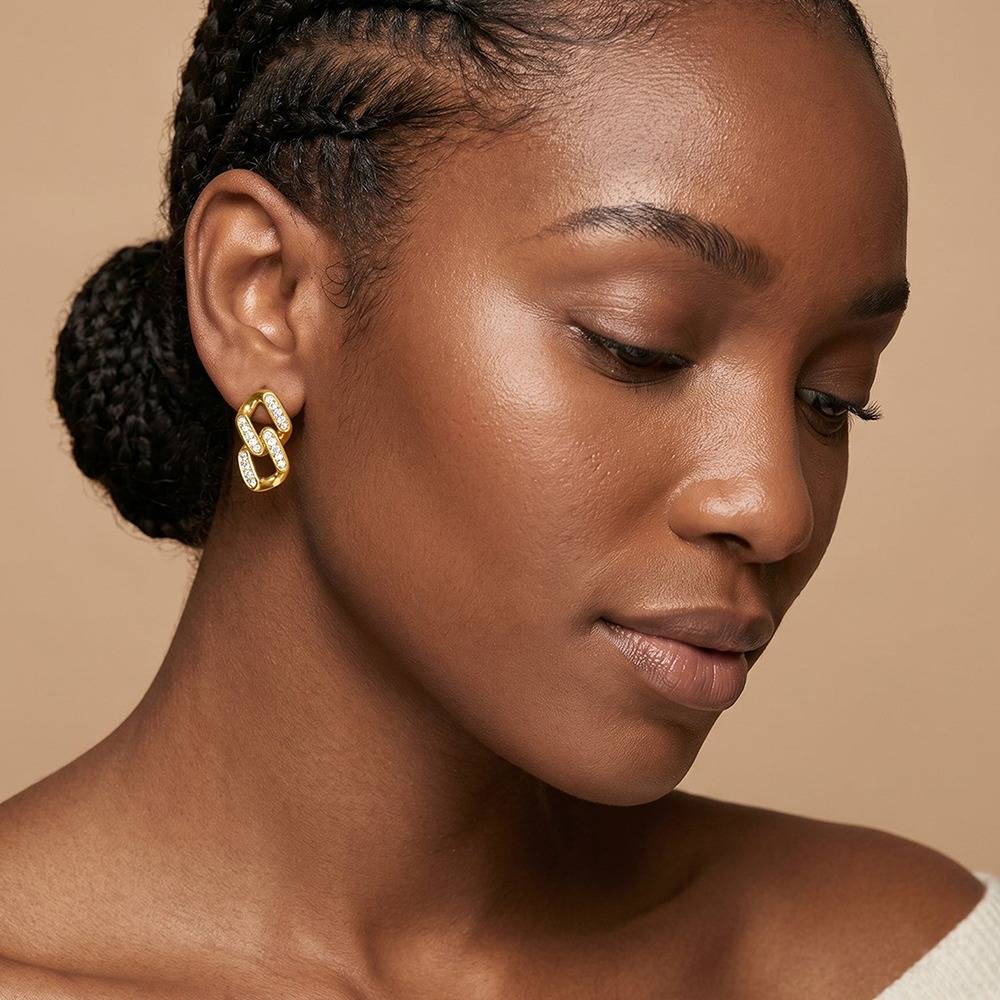 Drip Links Gold Plated Earrings |Gifts For Women & Girls| Waterproof, Anti Tarnish, Skin Safe Jewellery 18K Gold Ton : OMER022