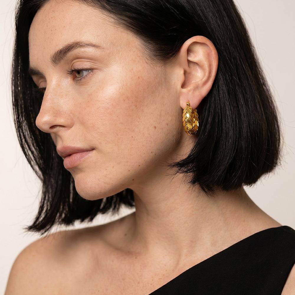 Scale Fever Gold Plated Hoop Earrings |Gifts For Women & Girls| Waterproof, Anti Tarnish, Skin Safe Jewellery 18K Go : OMER049