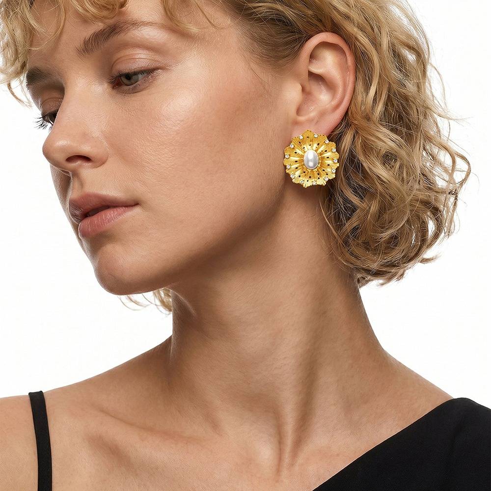 Bloom Baby Gold Plated Earrings |Gifts For Women & Girls| Waterproof, Anti Tarnish, Skin Safe Jewellery 18K Gold Ton : OMER079