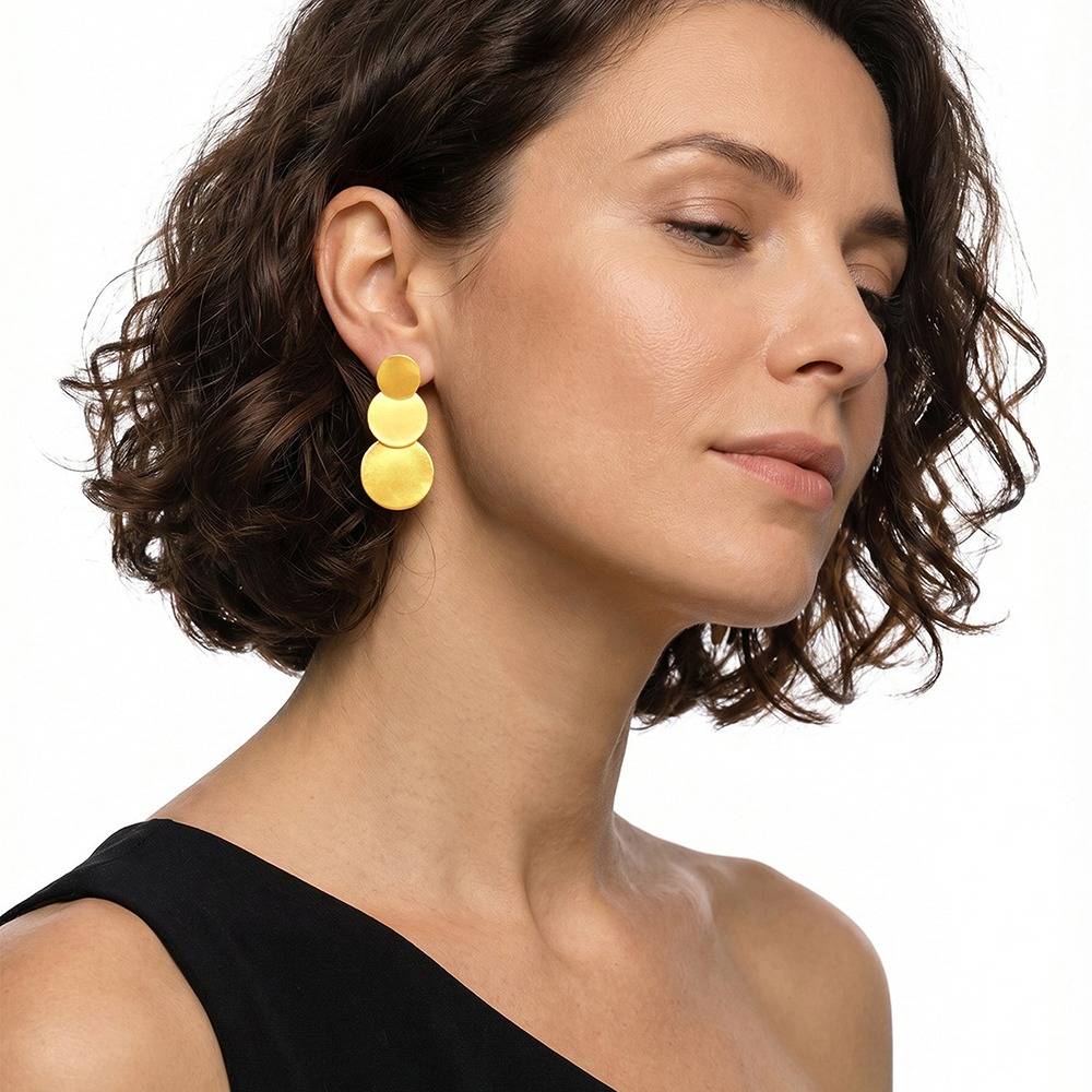 Melt Disc Gold Plated Earrings |Gifts For Women & Girls| Waterproof, Anti Tarnish, Skin Safe Jewellery 18K Gold Tone : OMER092